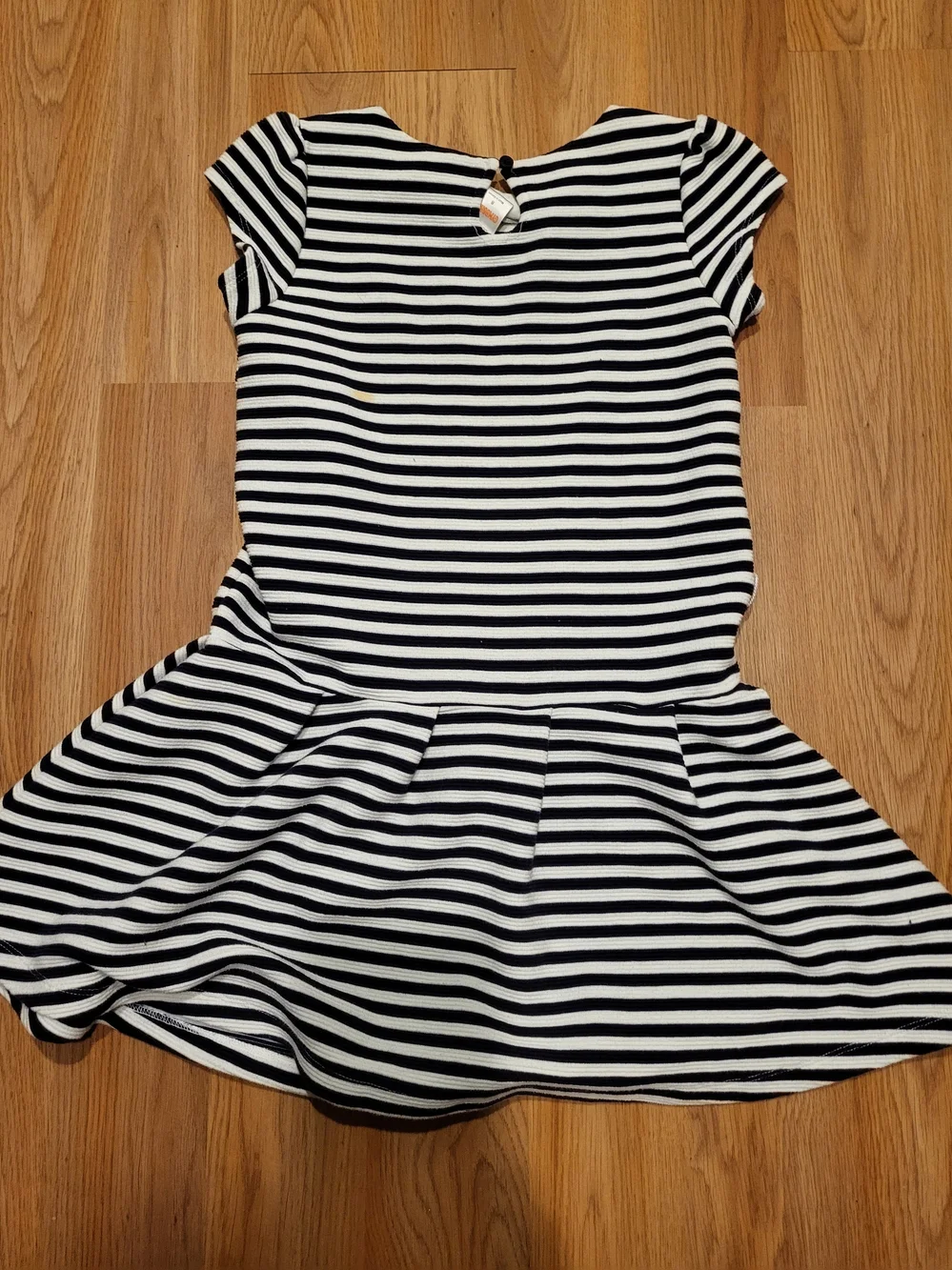 Gymboree Black & White Striped Cap-Sleeve Fit-and-Flare Dress